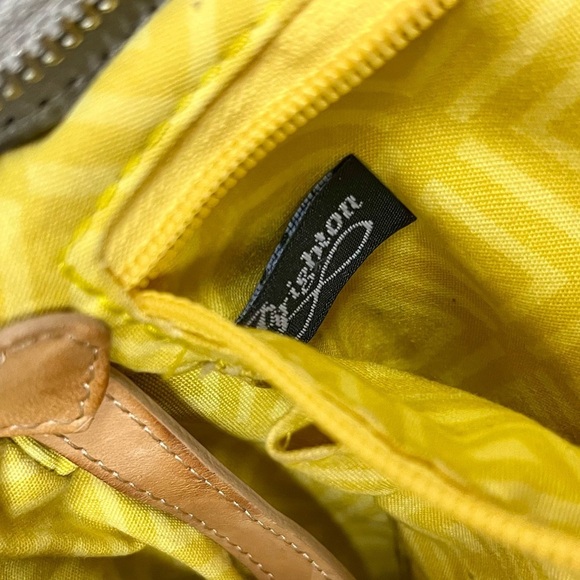 Brighton Lite Gray + Brown Floral Leather Handbag Purse Tote Bag F058606 RARE - Picture 16 of 16